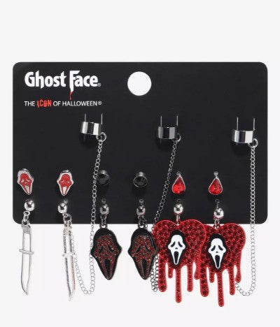 Ghost Face Red Icons Cuff Earring Set