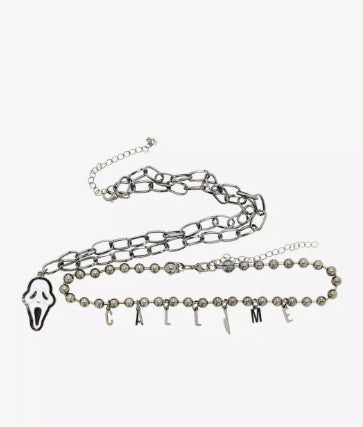 Ghost Face Call Me Chain Necklace Set